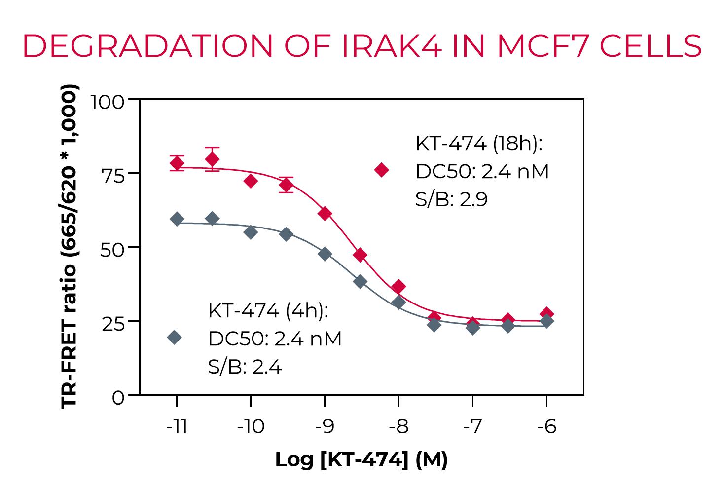Degradation of Total IRAK4 by KT-474 in MCF7 cells Degradation of Total IRAK4 by KT-474 in MCF7 cells